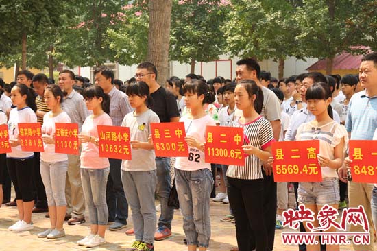 經過一周的廣泛宣傳動員，全縣教育系統共捐款174113元。
