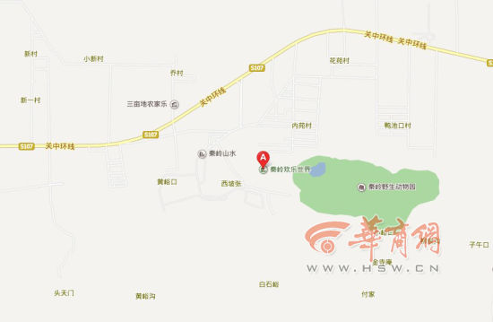 A處為事故發生地點“秦嶺歡樂世界”。