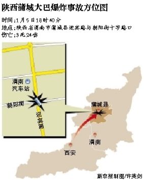 昨日18時40分左右，一輛由西安開往蒲城的大巴在蒲城縣城發生爆炸。據當地新聞發布會通報，此次事故導致