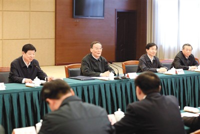 3月25日，王岐山在山東省臨沂市蒙陰縣主持召開蒙陰縣委常委擴大會議。