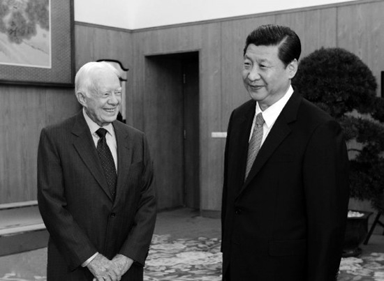 2012年12月13日，中共中央總書記習近平在中南海會見美國前總統卡特