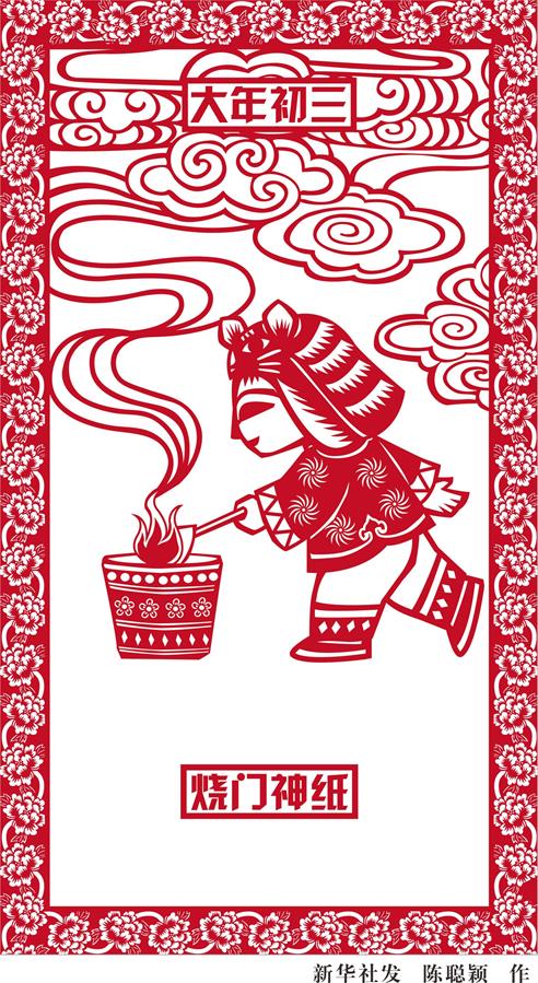 （圖表·漫畫）[春節·民俗]大年初三——燒門神紙