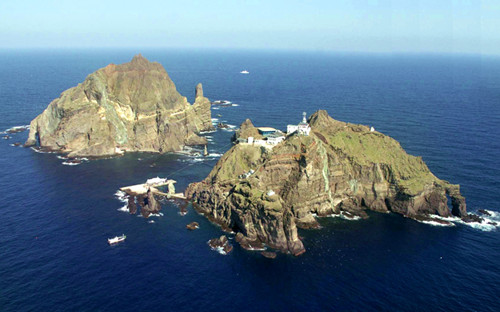 資料圖：日韓爭(zhēng)議島嶼，韓國(guó)稱“獨(dú)島”，日本稱“竹島”。